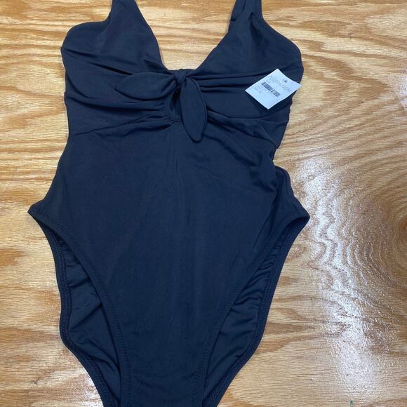 Robin Piccone Ava Plunge Neck Tie-Front One Piece Swimsuit size 4 - Picture 8 of 8